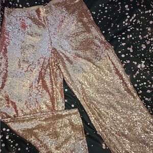 ✨ Torrid Rose Gold Sequin Wide-Leg Pants – Size 2R ✨
